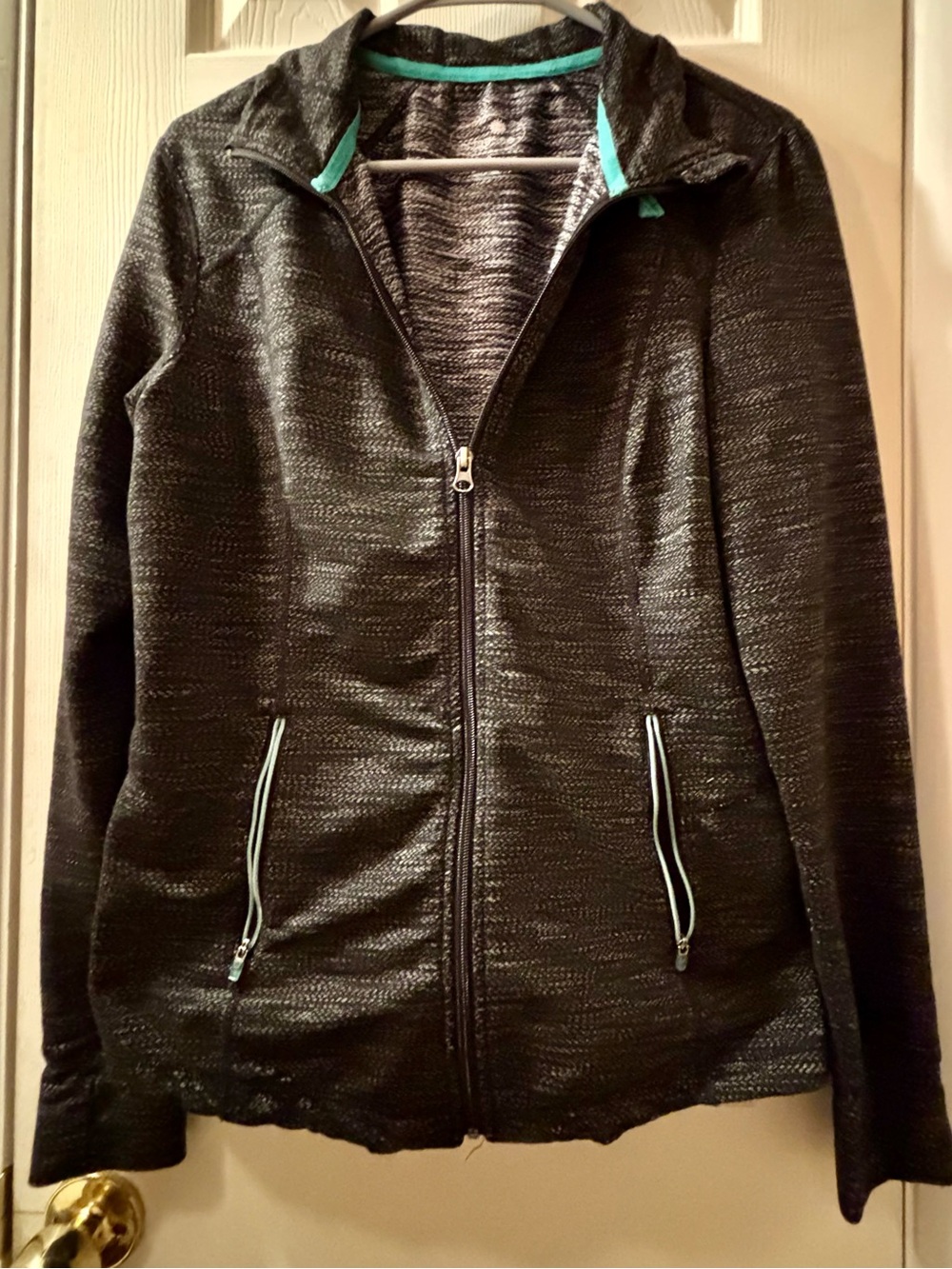 Tangerine Women’s Black Zip-Up Jacket with Teal Trim